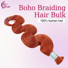 FH 1 bundle, 100 grams/pack, body wave human hair, color #350 (warm reddish-orange), Bohemian style braiding loose hair, 12-24 inches.