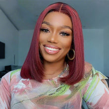 FH 12inches Straight Wig Synthetic Wig Full Double Lace Hair Cap,Super Soft And Breathable P15819