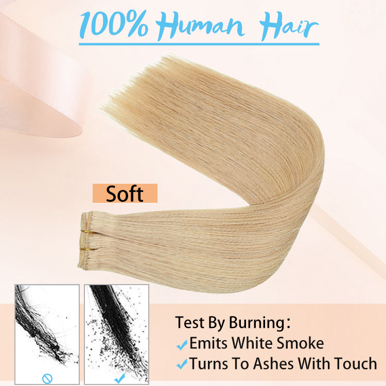 FH dark blonde color #18K remy virgin human hair weft extension
