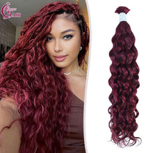 FH hair bundle no weft Water Wave Bulk Human Hair #99J Burgundy - Premium Braiding Hair for Styling