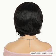 FH 100% human hair wig color black machine made wig short curly wig 8 inches  G04280