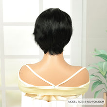 Q10269 Short Pixie Cut Wigs Human Hair None Lace Layered Wig with Bangs Natural Black