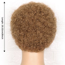 FH 100% human hair wig 8 inches slightly curly machine made wig short curly wig