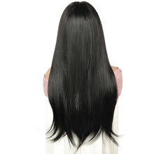 FH 24 Inch Long Black Wig Straight Wigs for Women with Bangs Glueless Synthetic Hair Wig P14935