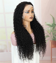 Load image into Gallery viewer, FH 13x4 jerry curly natural black 13x4 lace real hair wig