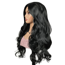 P14934K Black Long Wavy Wigs for Women Synthetic Hair