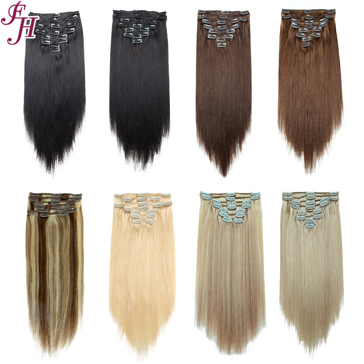 FH platinum blonde #60 Russian human hair clip in hair extension