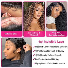 FH 280% 4x4 Lace Wig Water Wave Virgin Remy Hair Nature Color