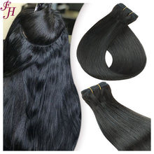 FH natural black #1B high quality human hair weft extension