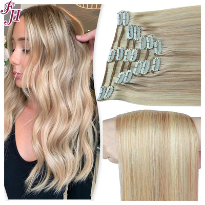 FH higlightlight blonde Remy European human hair clip in hair extension
