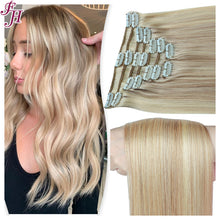 Load image into Gallery viewer, FH higlightlight blonde Remy European human hair clip in hair extension
