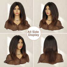 FH Kinky Straight Glueless Wig Synthetic Hair Afro Wig (18Inch, Black to Brown)P14339