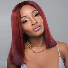 FH 12inches Straight Wig Synthetic Wig Full Double Lace Hair Cap,Super Soft And Breathable P15819