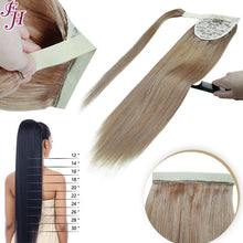 Load image into Gallery viewer, FH dark color 10A silky straight ponytail human hair russian hair