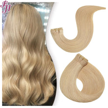 FH dark blonde color #18K remy virgin human hair weft extension