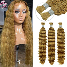 FH 1 bundle 100% Virgin Human Hair Bulk - Deep Wave #27 Honey Blonde Braiding Hair Extensions.
