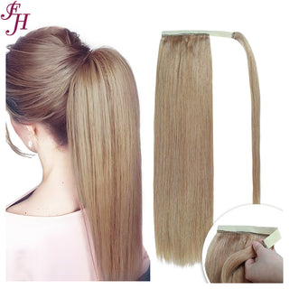 FH dark color 10A silky straight ponytail human hair russian hair