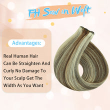 Load image into Gallery viewer, FH highlight #P4/613 high quality human hair weft extension