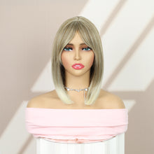FH P14005 Rose Net Grey Mix Color Bob Wig 12inch Straight Synthetic Hair Wig
