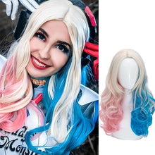FH Long Pink and Blue Wigs, Colorful Cosplay Halloween Wig synthetic hair P14893