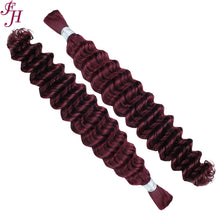 FH 1 bundle 100g #99J Burgundy Deep Wave Human Hair Bulk - Easy Install Braiding Hair Extensions