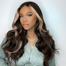 FH 28 inches Synthetic Fiber Body Wavy Wig black with silver highlights P15326