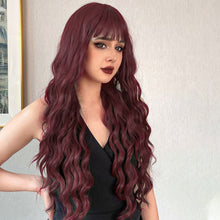 FH 24'' Long Wigs for Women Long Wig with Bangs Natural Synthetic Hair Wigs (Dark Copper) P14936