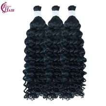 FH 1 bundle, 100 grams/pack, deep curly human hair, #1 color (Jet Black), Bohemian style braiding loose hair, 12-24 inches.