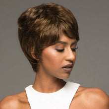 FH Short Brown Pixie Wigs Curly Straight Synthetic Hair Wig (Chestnut Brown)12inch P12613K