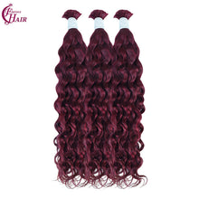 FH hair bundle no weft Water Wave Bulk Human Hair #99J Burgundy - Premium Braiding Hair for Styling