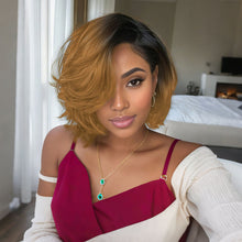 FH 100% human hair wig 8 inches machine made wig short curly wig lace frontal bob wig  G04200