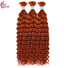 FH 1 bundle, 100 grams/pack, deep curly human hair, #350 color (warm reddish-orange), Bohemian style braiding loose hair, 12-24 inches.