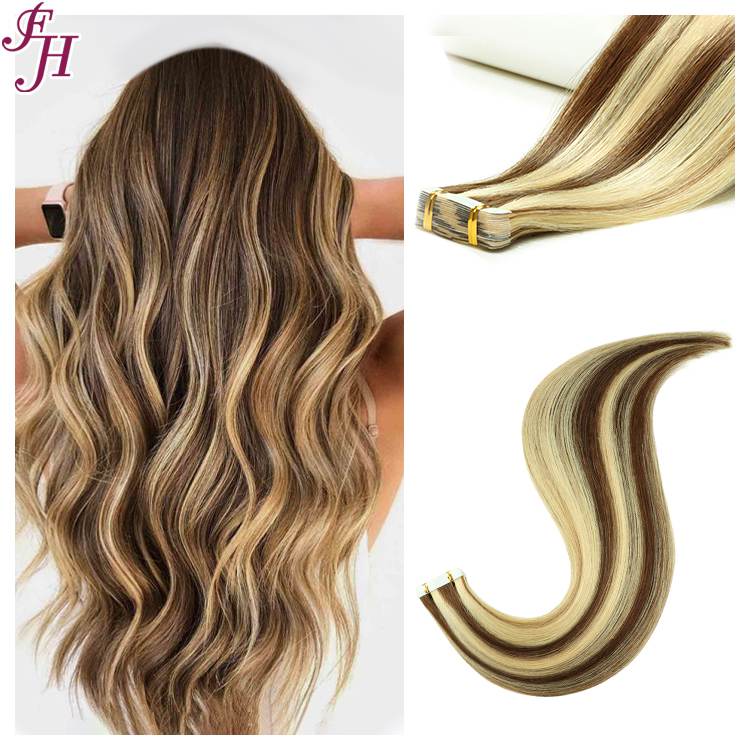 FH highlight P4/613 russian remy human hair straight tape hair extension