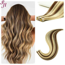 Load image into Gallery viewer, FH highlight P4/613 russian remy human hair straight tape hair extension