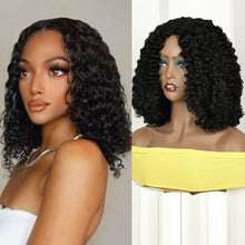FH 14 inches Wigs Burgundy Curly Half Wig Deep Wave Head Nature color P15231
