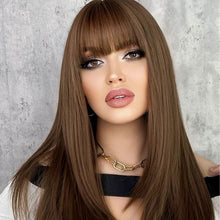 FH Long brown Wig  Curly Ombre Long Hair Wigs Synthetic Hair 20inches P14001