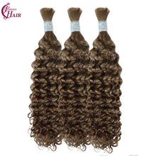 FH 1 bundle, 100 grams/pack, deep curly human hair, #30 color (Warm Brown), Bohemian style braiding loose hair, 12-24 inches.