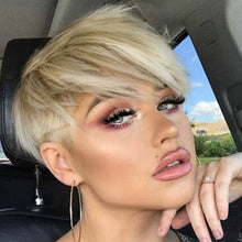 FH Pixie Layered Short Blonde Wigs Synthetic Hair (Blonde Mixed Brown) 12inch P12405K