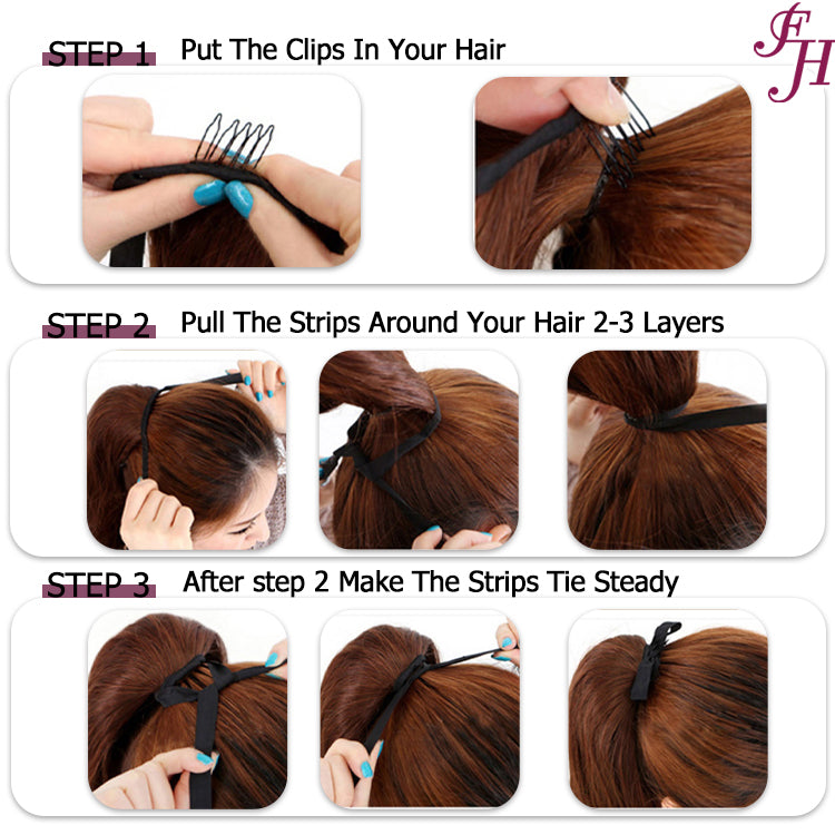 FH European human hair chocolate brown straight hair ponytail #4