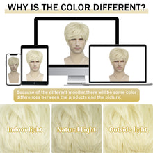 Load image into Gallery viewer, Lakihair Mens Wig Short Blonde Wigs for Men Realistic Short Wigs with Bangs