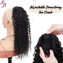 Load image into Gallery viewer, FH wholesale price remy virgin cuticle aligned human hair deep wave drawstring ponytails