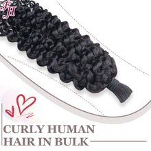 FH 100g/pack deep curly human hair bulk natural black boho braids bulk hair