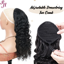 Load image into Gallery viewer, FH Wholesale Brazilian Curly Hair drawstring ponytail human hair extension