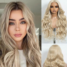 FH 28 Inch13x3 Synthetic Wig Ombre Blonde Long Body Wave HD Lace Frontal Wigs P15610