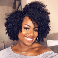 Short Curly Afro Wigs Afro Kinky Curly Wig Full and Fluffy Synthetic Hair wig (Black)P14658