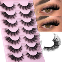 Mink Lashes Fluffy Wispy Lashes Natural Look 3D False Eyelashes D Curl Russian Strip Lashes 7 Pairs Short Fake Eyelash Pack