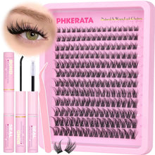 Eyelash Natural Lash Clusters Wispy Eyelash Clusters, Eyelash Extensions C Curl Individual Lashes, Mix Length Natural Look Lashes with Thin Lash Band, 10-16mm, 110 pcs