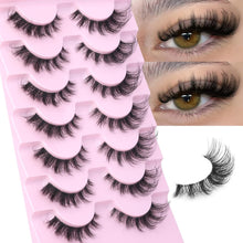 Mink Lashes Fluffy Wispy Lashes Natural Look 3D False Eyelashes D Curl Russian Strip Lashes 7 Pairs Short Fake Eyelash Pack