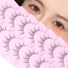 Mink Lashes Fluffy Wispy Lashes Natural Look 3D False Eyelashes D Curl Russian Strip Lashes 7 Pairs Short Fake Eyelash Pack