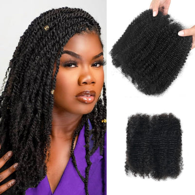 FH Mini Twist Bulk Afro Kinky Curly Braids Human Hair Bulk 50g/Pack